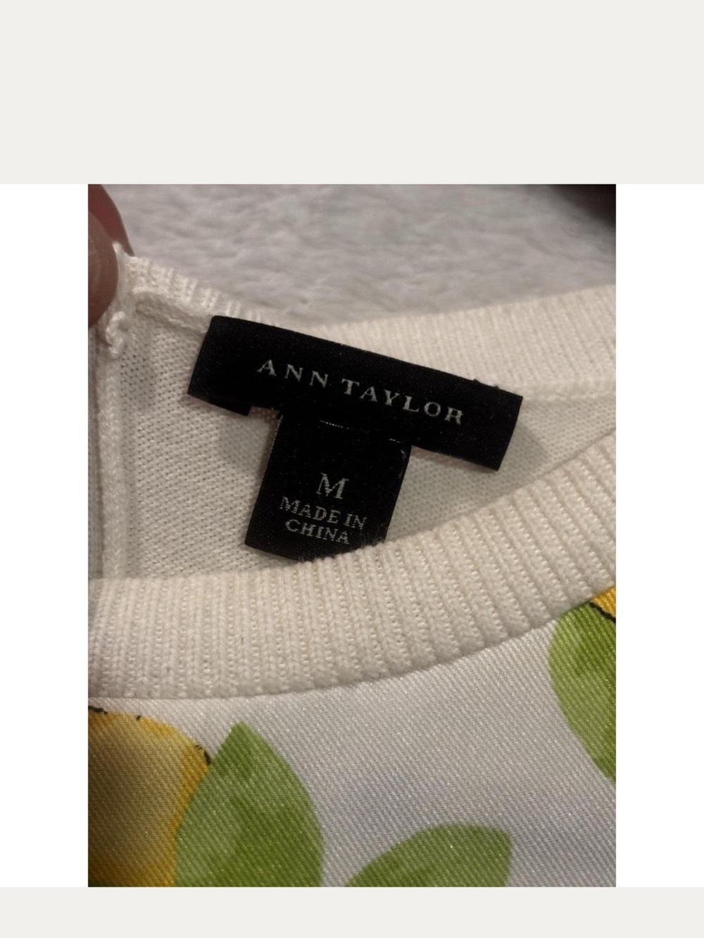 Ann Taylor Cream Sweater with Yellow & Green Floral Print - Picture 9 of 9